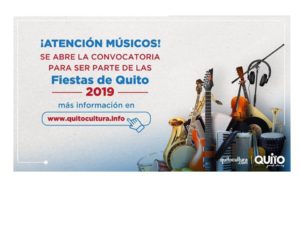 CONVOCATORIA MÚSICOS FIESTAS DE QUITO 2019